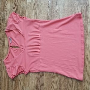 (M) RW&CO. Solid Color Empire Waist Soft Cotton Short Sleeve Top Ruched Soft